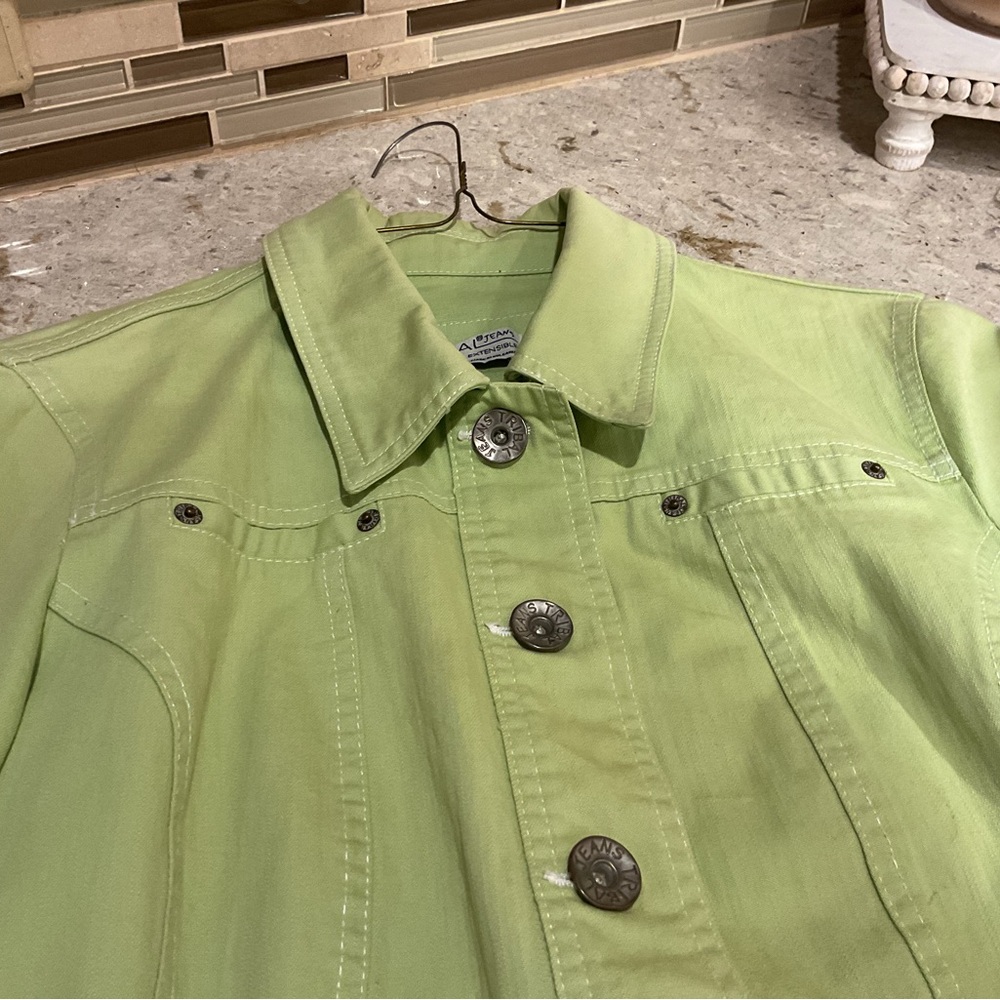 Tribal stretch denim, apple green jacket, size 10 in excellent condition.